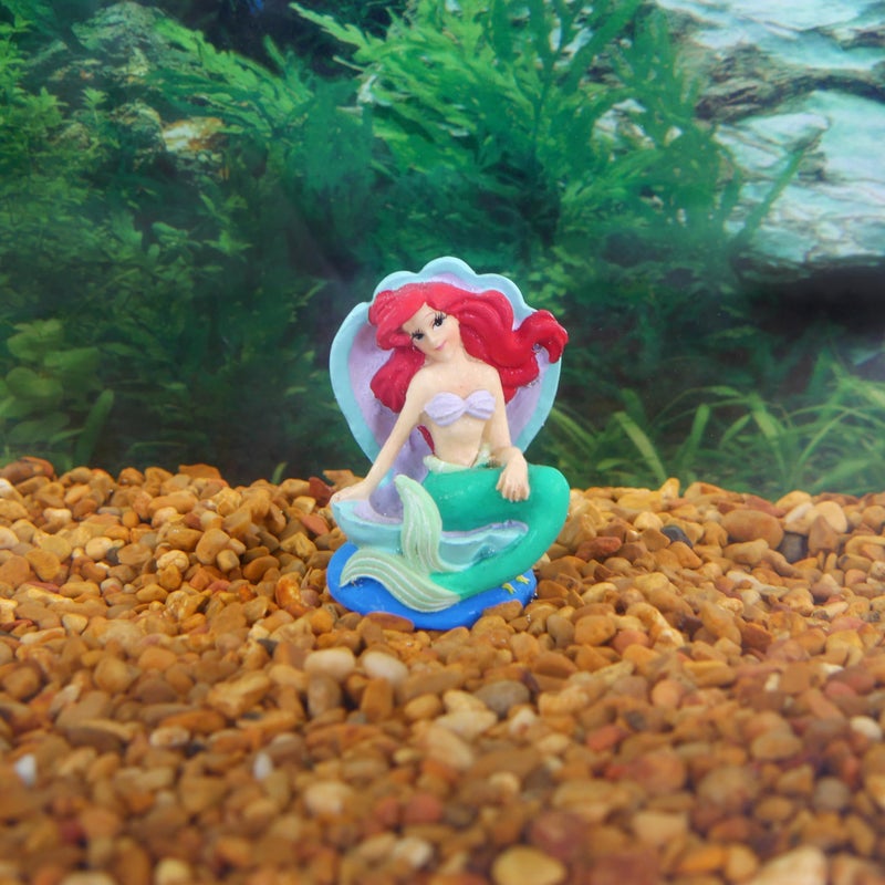 Penn Plax Penn-Plax Disney Ariel on Shell Throne, Aquarium Decoration - Durable, Mini Mermaid Ornament, Detailed Resin Figure for Betta Bowls, Small Fish Tanks or Nautical Displays, 2 Inches - Image 2